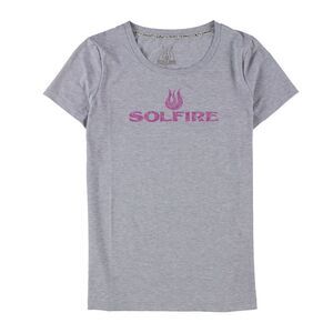 SOLFIRE Womens Original Logo Graphic T-Shirt, Grey, NWT